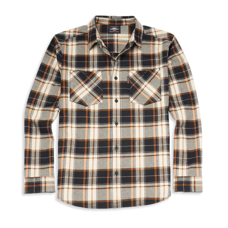 Men’s Block Font Two Pocket Long Sleeve Plaid Shirt Men’s Block Font Two Pocket Long Sleeve Plaid Shirt