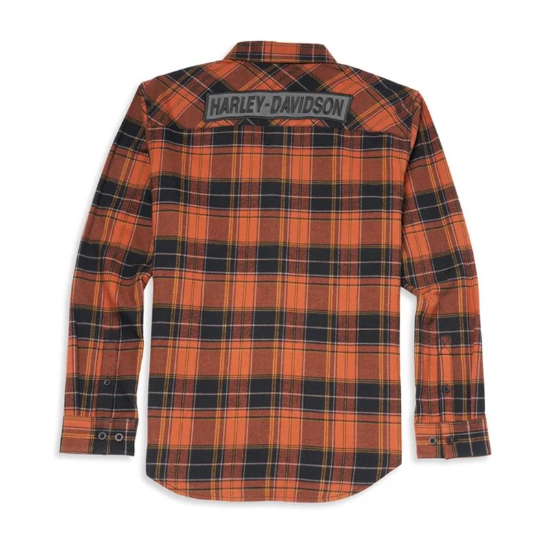 Men's Block Font Two Pocket Plaid Shirt