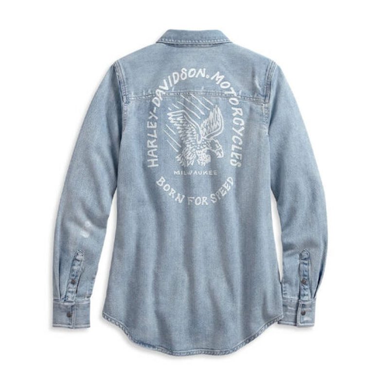 Harley-Davidson® Women's Born For Speed Denim Long Sleeve Woven Shirt