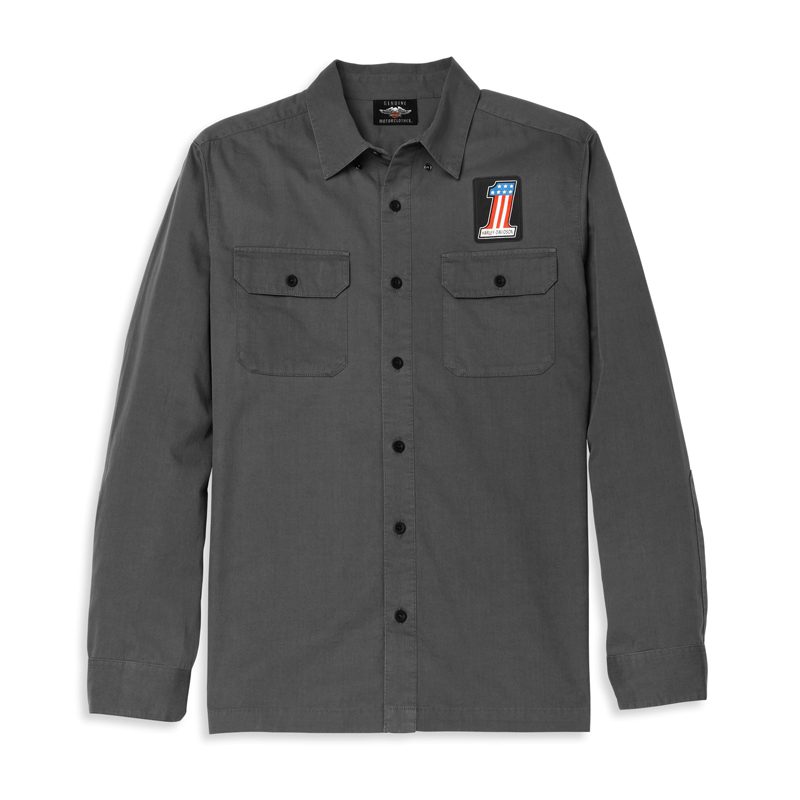 Men's Block Font Solid Mechanics Shirt