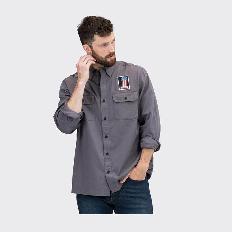Men's Block Font Solid Mechanics Shirt