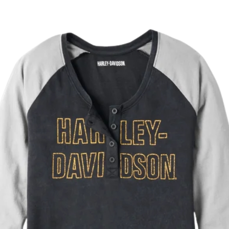Women's Bar Font Raglan Sleeve Henley