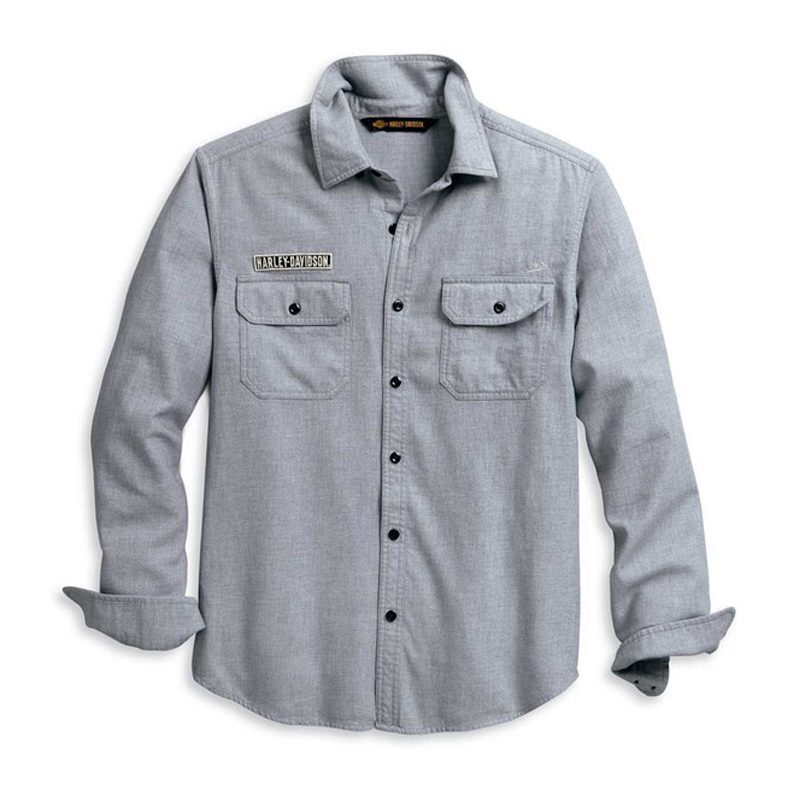 Harley-Davidson® Men's Double Layer Felt Logo Long Sleeve Shirt Harley-Davidson® Men's Double Layer Felt Logo Long Sleeve Shirt