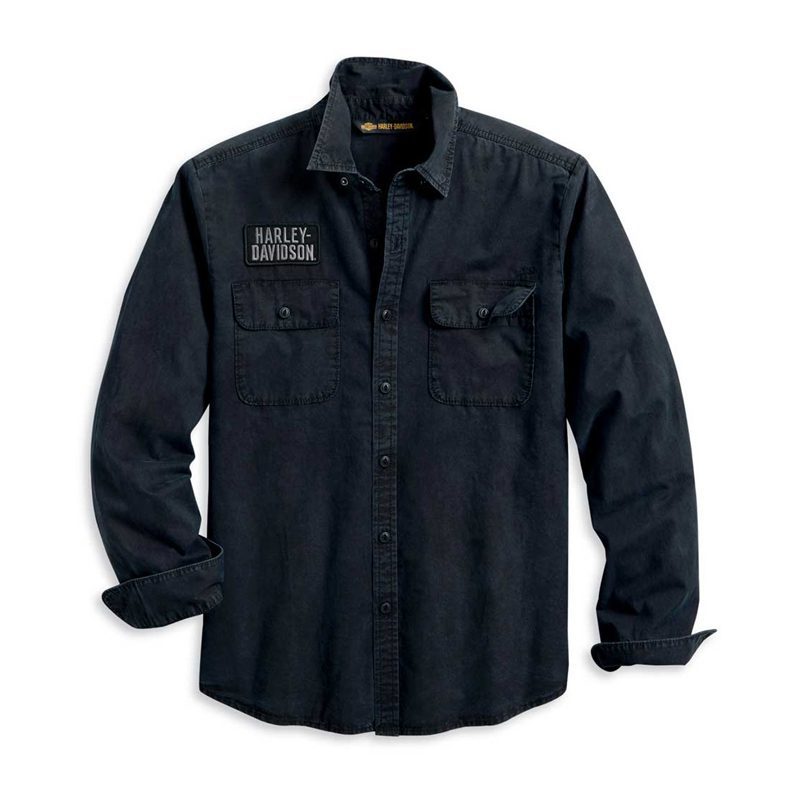 Harley-Davidson® Men's Motorcycle Slim Fit Long Sleeve Shirt, Black Harley-Davidson® Men's Motorcycle Slim Fit Long Sleeve Shirt, Black