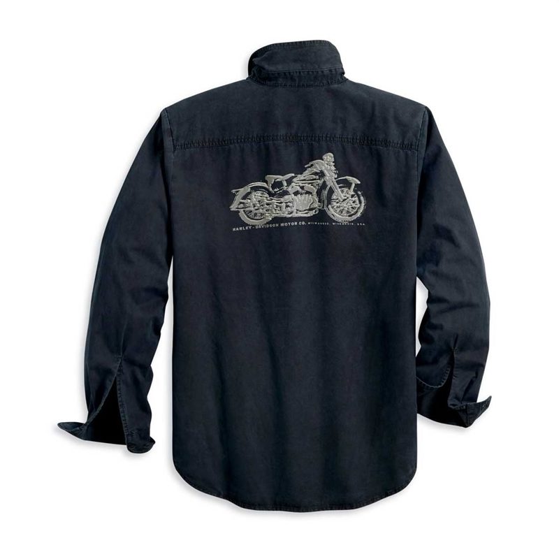Harley-Davidson® Men's Motorcycle Slim Fit Long Sleeve Shirt, Black