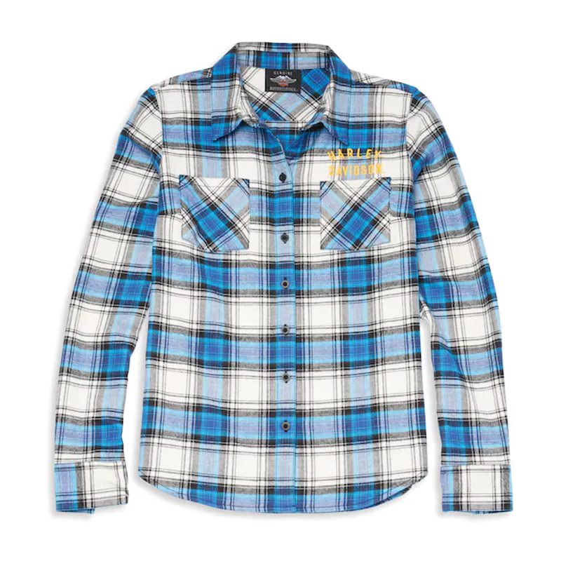 Women's Racer Font Plaid Flannel Shirt