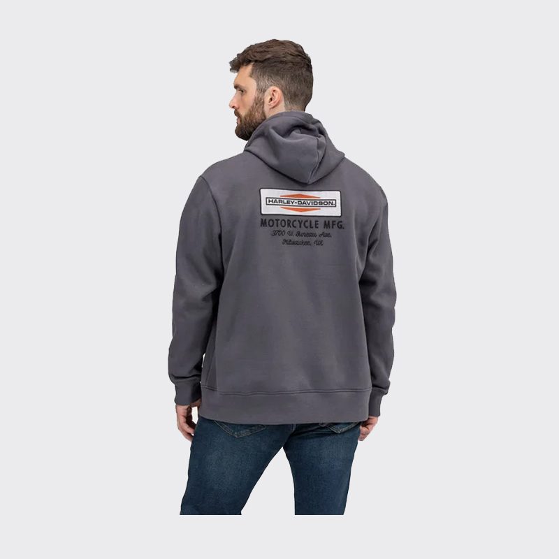Men's Stacked Logo Chest Pocket Zip Front Hoodie
