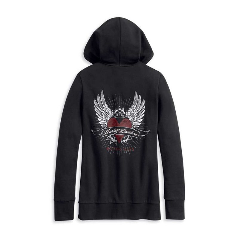 Harley-Davidson® Women's Winged Heart Mesh Pullover Hoodie