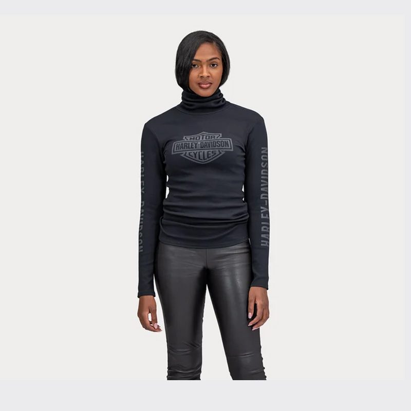 Women's Bar & Shield Logo Rib Turtleneck - Black Beauty
