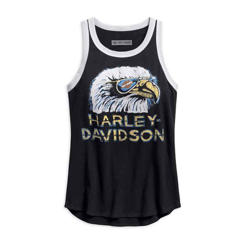 Harley-Davidson Women's Retro Eagle Sleeveless Tank Top, Black Harley-Davidson Women's Retro Eagle Sleeveless Tank Top, Black