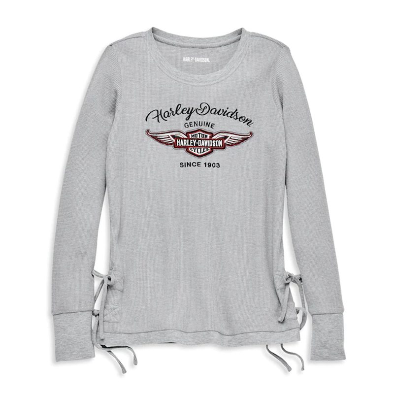 Women’s Silver Wing Side Tie Waffle Knit Top