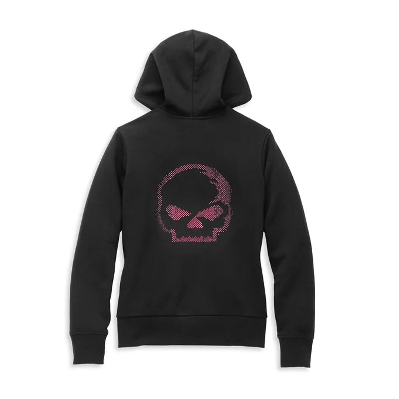 Women's Willie G Skull Zip Front Hoodie with Rhinestones