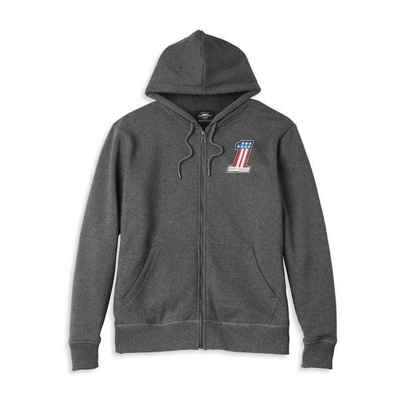 Men's #1 Race Zip Front Hoodie Grey Men's #1 Race Zip Front Hoodie Grey