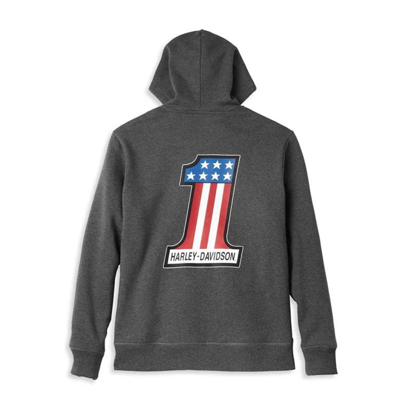 Men's #1 Race Zip Front Hoodie Grey
