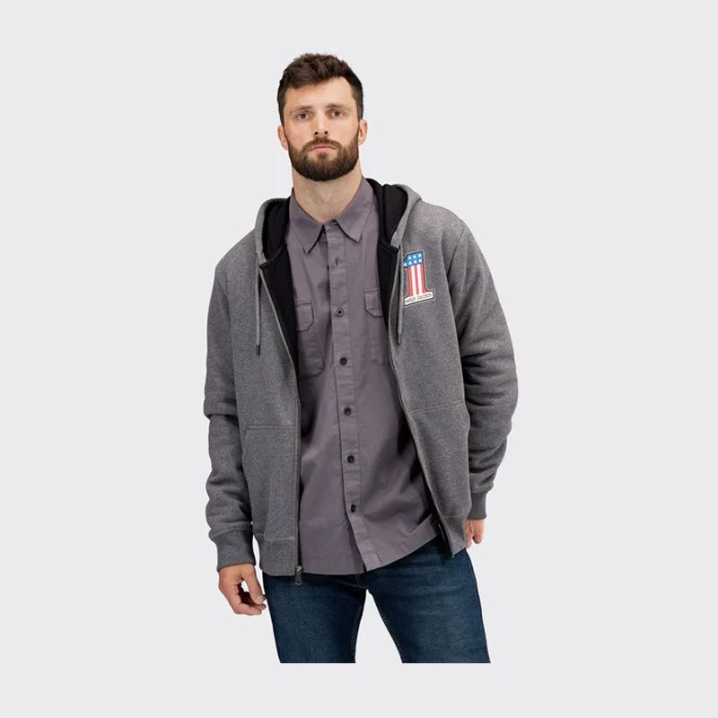Men's #1 Race Zip Front Hoodie Grey