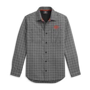 Harley-Davidson® Mens Vented Performance B&S Plaid Long Sleeve Woven Shirt
