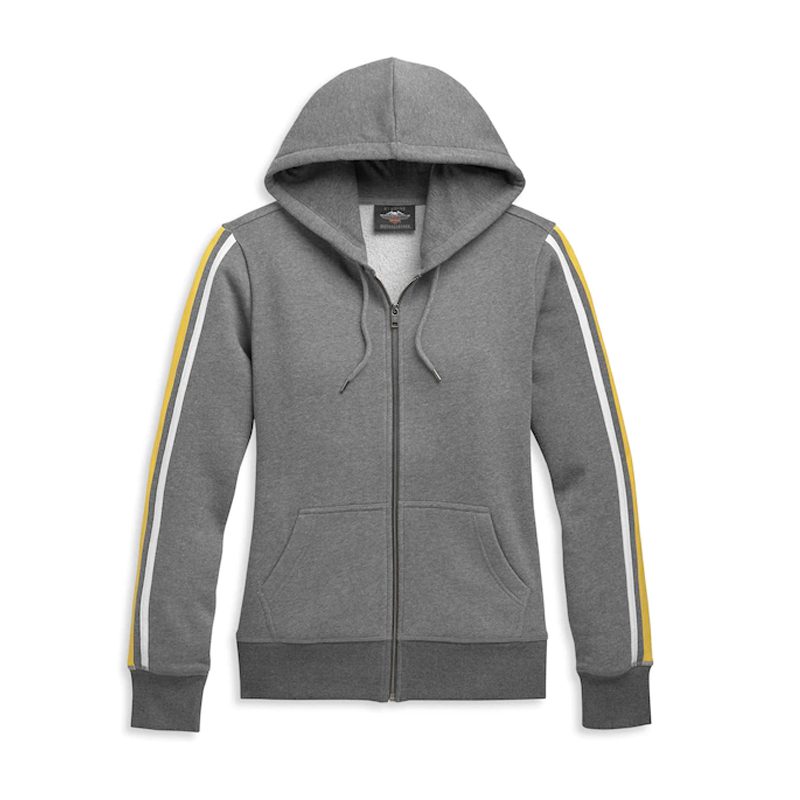 Women's Bar & Shield Sleeve Stripe Zip Front Hoodie