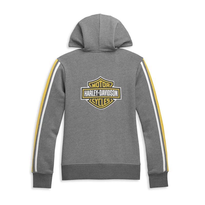 Women's Bar & Shield Sleeve Stripe Zip Front Hoodie