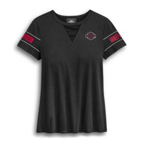 Harley-Davidson® Women's Mesh V-Neck Short Sleeve T-Shirt - Black