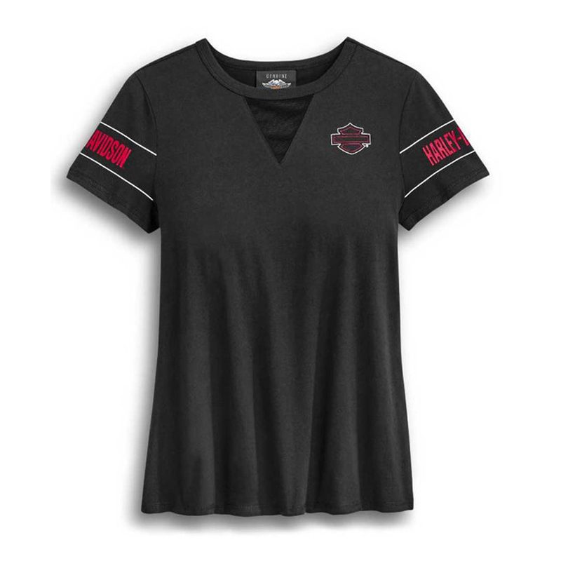 Harley-Davidson® Women's Mesh V-Neck Short Sleeve T-Shirt - Black