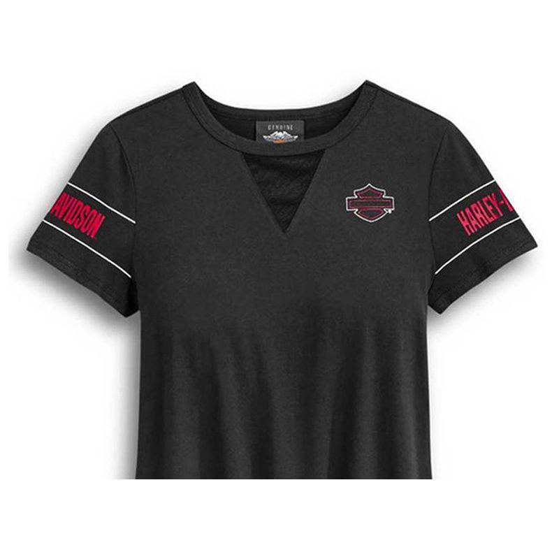 Harley-Davidson® Women's Mesh V-Neck Short Sleeve T-Shirt - Black