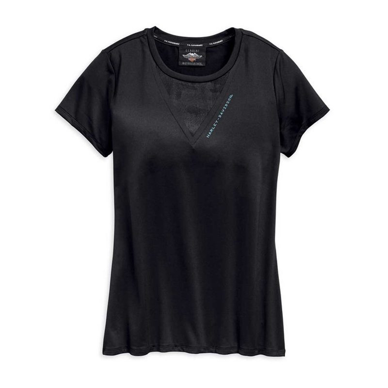 Harley-Davidson® Women's Camo Mesh Wicking Short Sleeve Tee - Black Harley-Davidson® Women's Camo Mesh Wicking Short Sleeve Tee - Black