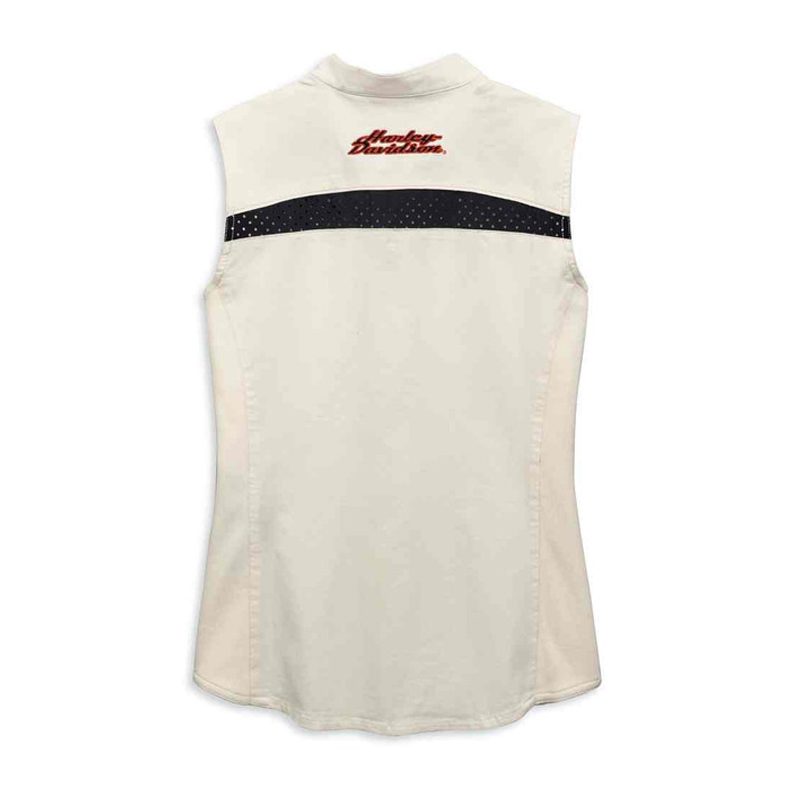 Women’s Embroidered Zip Front Sleeveless Shirt