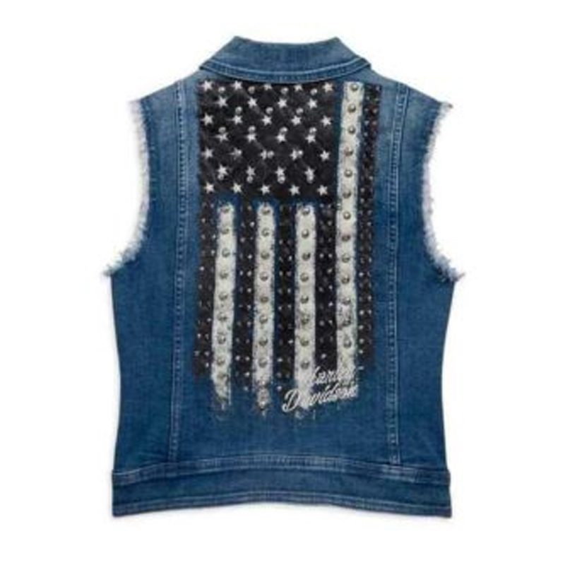 Harley-Davidson® Women’s Flag Fashion H-D Distressed Denim Vest