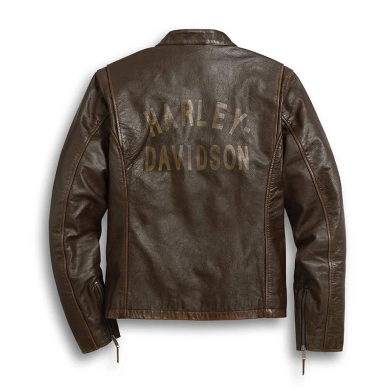 Men’s Distressed Print Leather Jacket