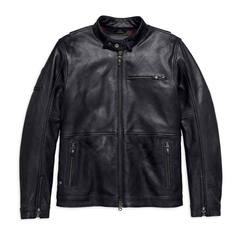 Harley-Davidson® Men's #1 Skull Slim Fit Leather Jacket, Black