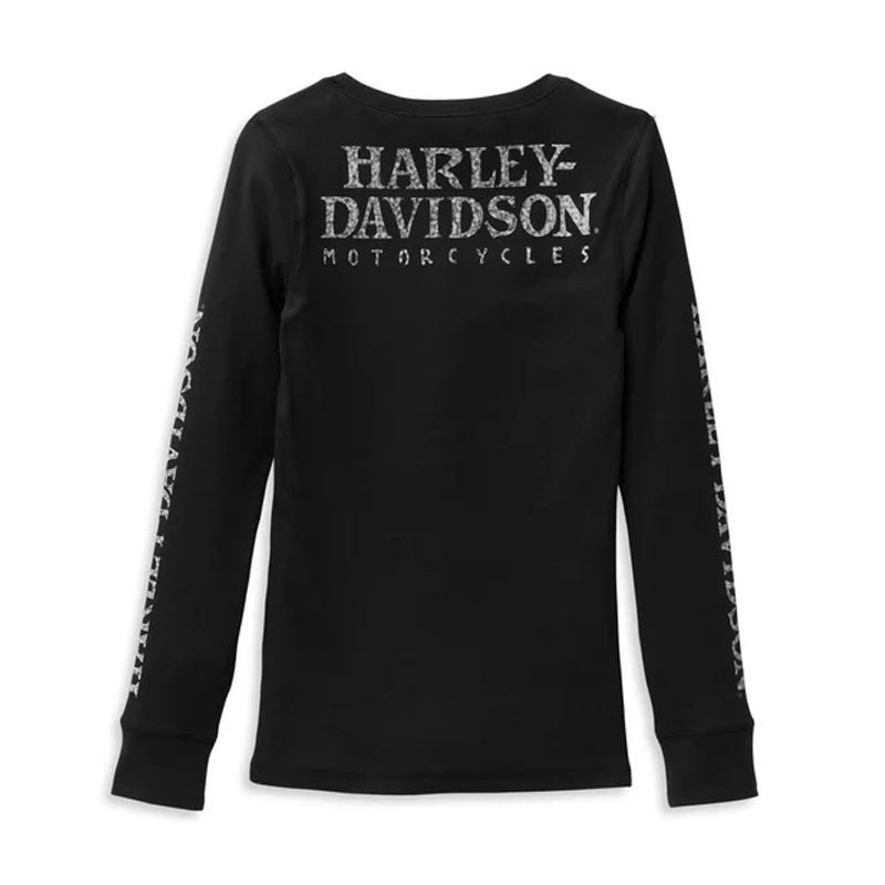 Women's Skull Snap Front Long Sleeve Henley