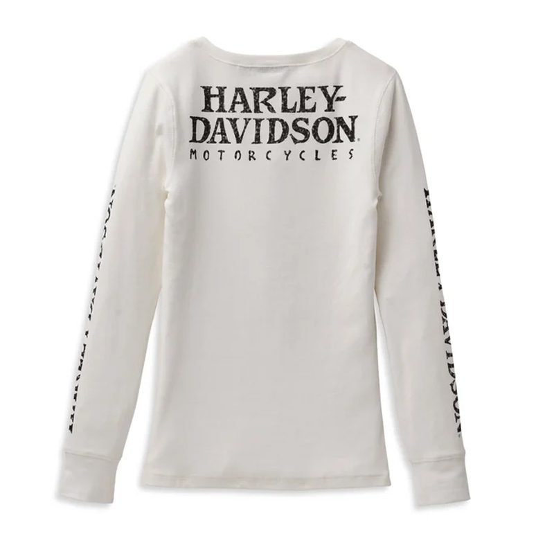 Women's Skull Snap Front Long Sleeve Henley