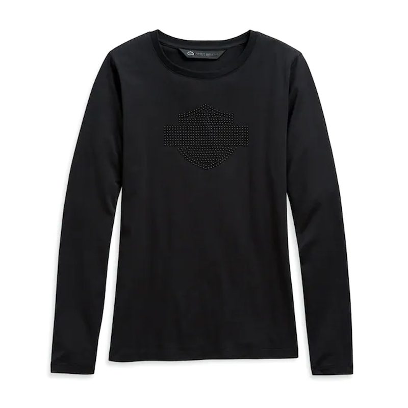 Harley-Davidson® Women's Studded B&S Logo Long Sleeve T-Shirt - Black