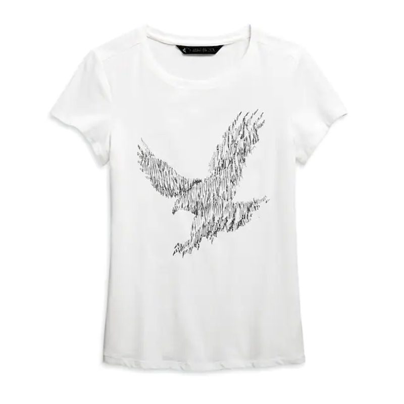 Women's Metallic Embroidered Short Sleeve Tee, White Women's Metallic Embroidered Short Sleeve Tee, White