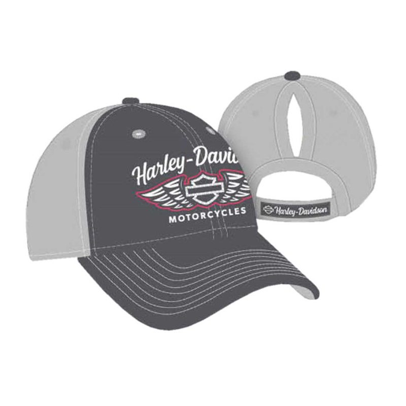 Harley-Davidson® Women's Bling Winged Script Baseball Cap w/ Ponytail Opening
