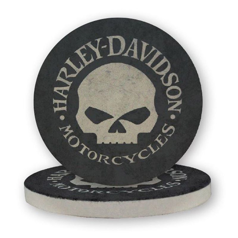 Hubcap Skull Sandstone Coaster Set, Two Pack 4 inch Set Hubcap Skull Sandstone Coaster Set, Two Pack 4 inch Set