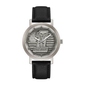 Harley-Davidson® Men's #1 Skull Stars & Stripes Watch w/ Leather Strap