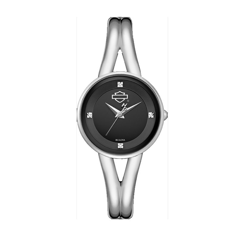 Harley-Davidson Women's 4 Diamonds Half Bangle Bracelet Watch Harley-Davidson Women's 4 Diamonds Half Bangle Bracelet Watch