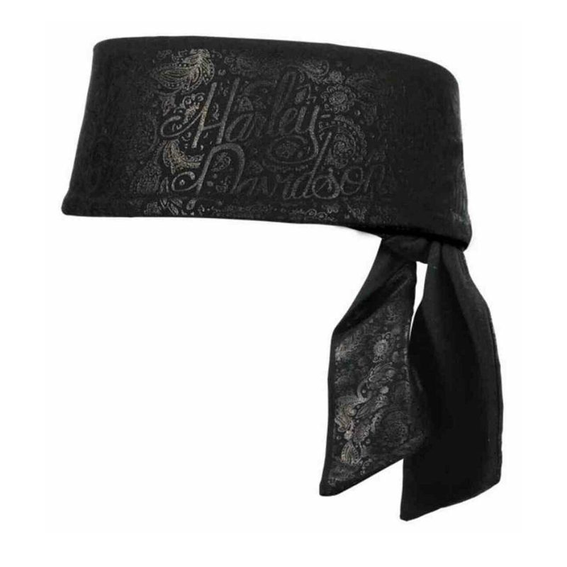 Harley-Davidson® Women's Foil Paisley Print Headband w/ Ties, Black
