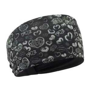 Harley-Davidson® Women's Grunge Heart Print Headband, Black & Gray