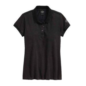 Women's Pique Polo Short Sleeve Tee, Washed Black