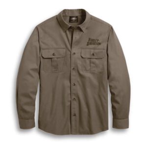 Harley-Davidson Men's Long Sleeve Shirt Eagle Logo Khaki