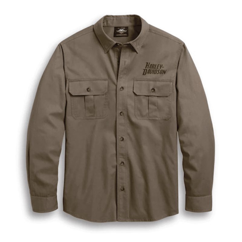 Harley-Davidson Men's Long Sleeve Shirt Eagle Logo Khaki Harley-Davidson Men's Long Sleeve Shirt Eagle Logo Khaki