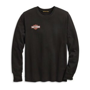 Men's Distressed Print Motorcycle Long Sleeve Tee