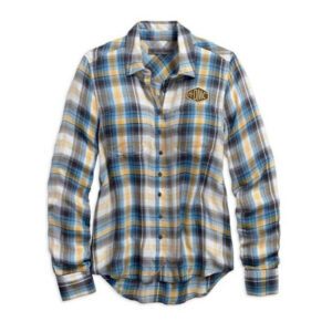 Women’s HDMC® Patch Plaid Long Sleeve Woven Shirt