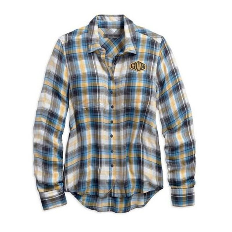 Women’s HDMC® Patch Plaid Long Sleeve Woven Shirt
