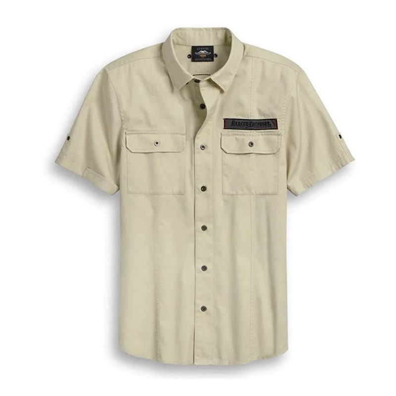 Harley-Davidson® Men's Raw Edge Patch Short Sleeve Woven Shirt Harley-Davidson® Men's Raw Edge Patch Short Sleeve Woven Shirt