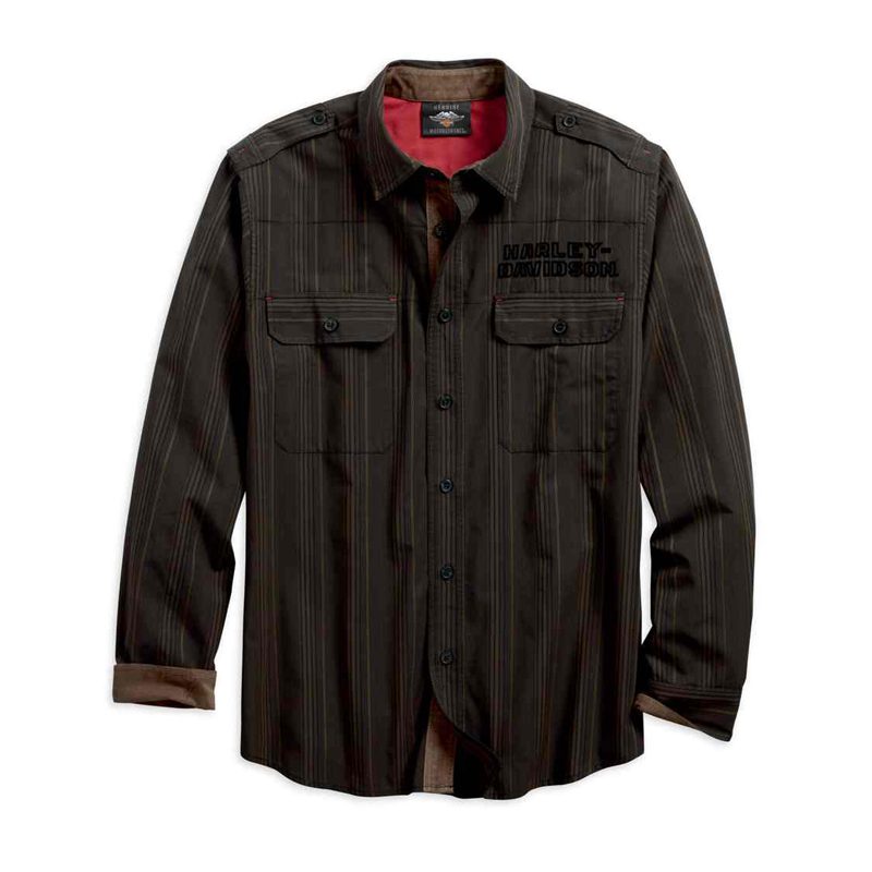 Harley-Davidson® Men's Corduroy Accent Striped Long Sleeve Shirt Harley-Davidson® Men's Corduroy Accent Striped Long Sleeve Shirt