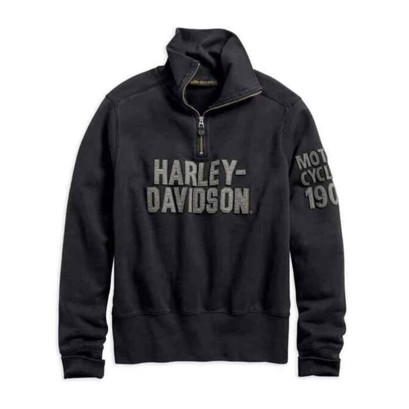 Harley-Davidson® Men's Felt Letter 1/4-Zip Slim Fit Pullover Harley-Davidson® Men's Felt Letter 1/4-Zip Slim Fit Pullover
