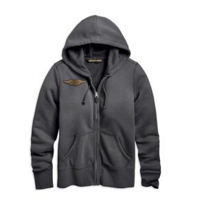 Women’s Double Layer Felt Letter Zip-Up Hoodie